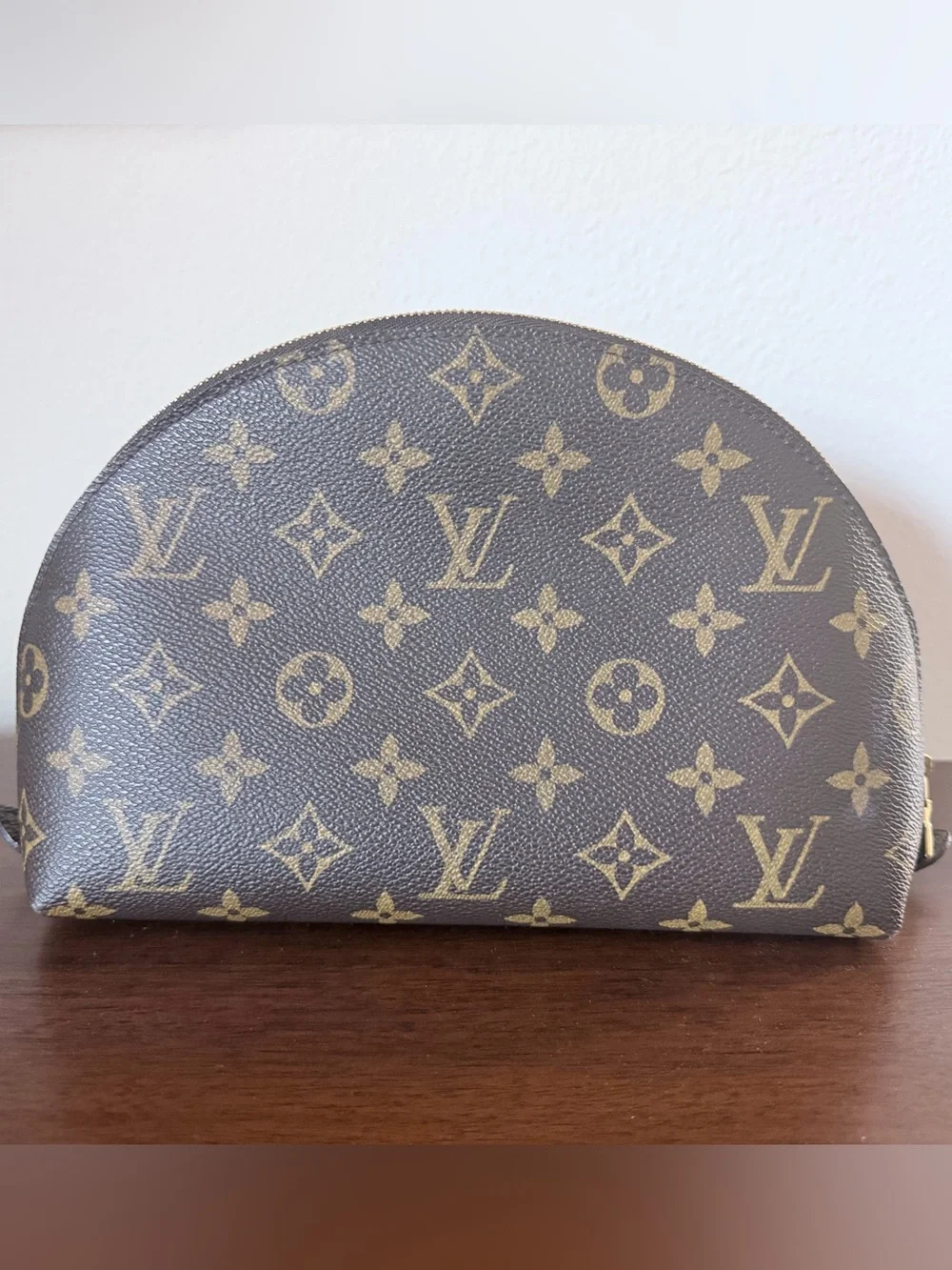 Louis Vuitton Monogram Cosmetic Pouch - Trousse Demi Ronde, Authentic